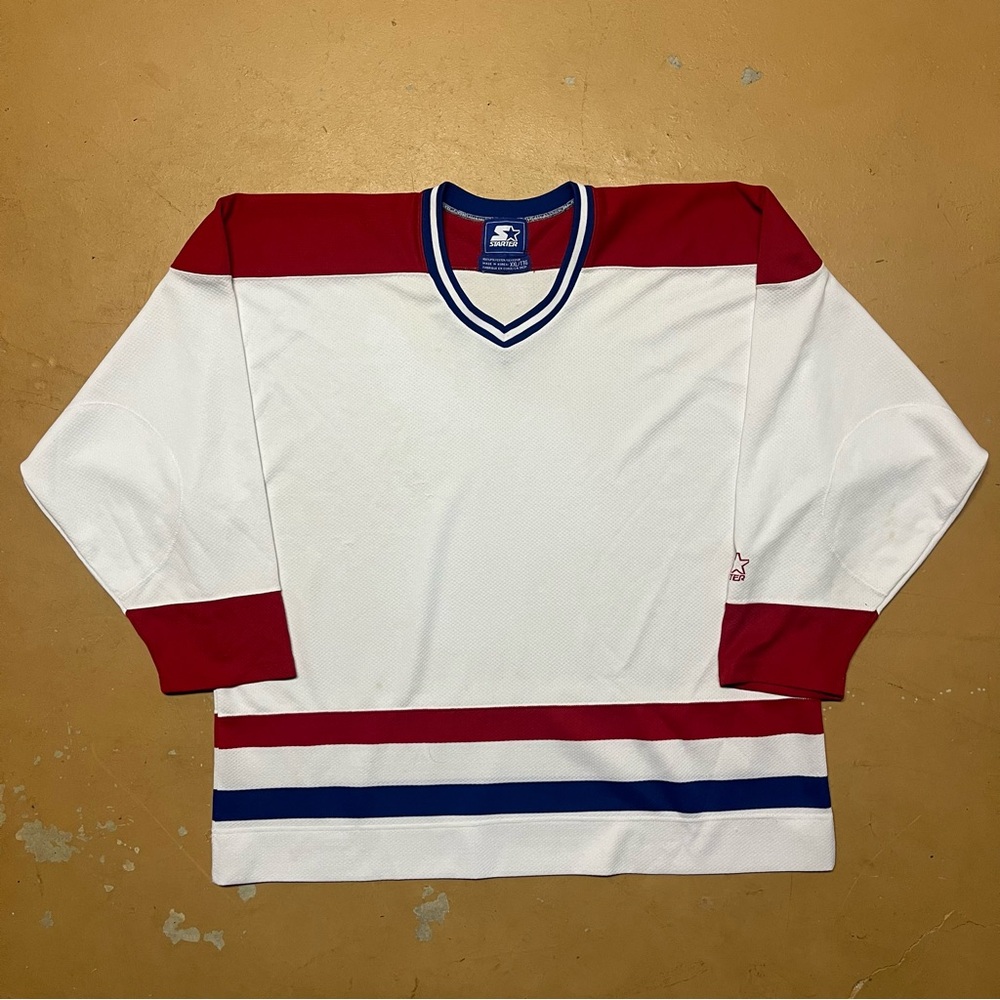 Vintage Starter Red and White Hockey Jersey Blank Size XXL